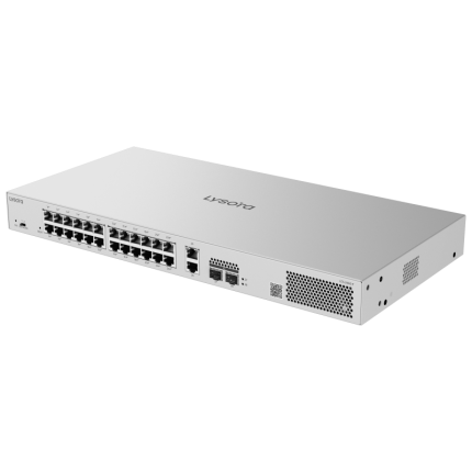 LCS-24GS-P 24-Port Cloud Managed PoE Switch with 370 W PoE Budget Angle1