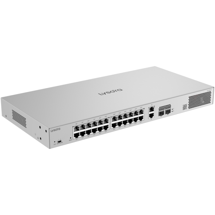LCS-24GS-P 24-Port Cloud Managed PoE Switch with 370 W PoE Budget Angle2
