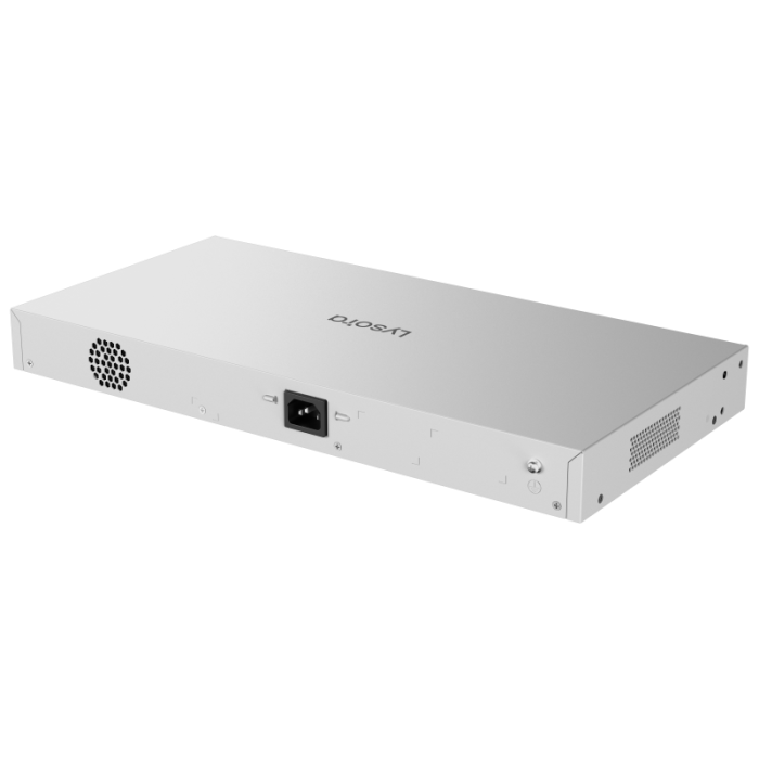 LCS-24GS-P 24-Port Cloud Managed PoE Switch with 370 W PoE Budget Angle3