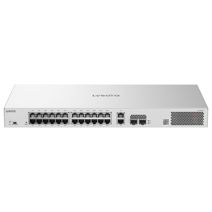 LCS-24GS-P 24-Port Cloud Managed PoE Switch with 370 W PoE Budget Front-angle