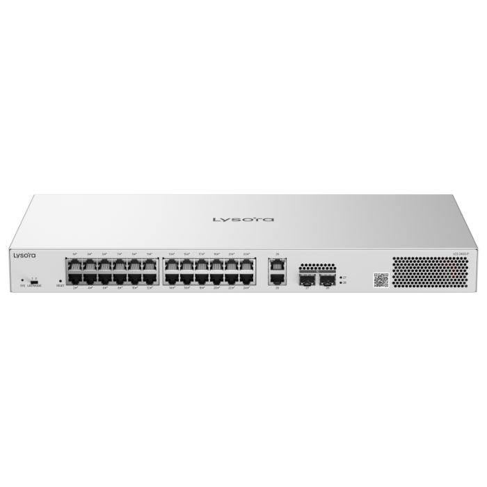 LCS-24GS-P 24-Port Cloud Managed PoE Switch with 370 W PoE Budget Front-angle