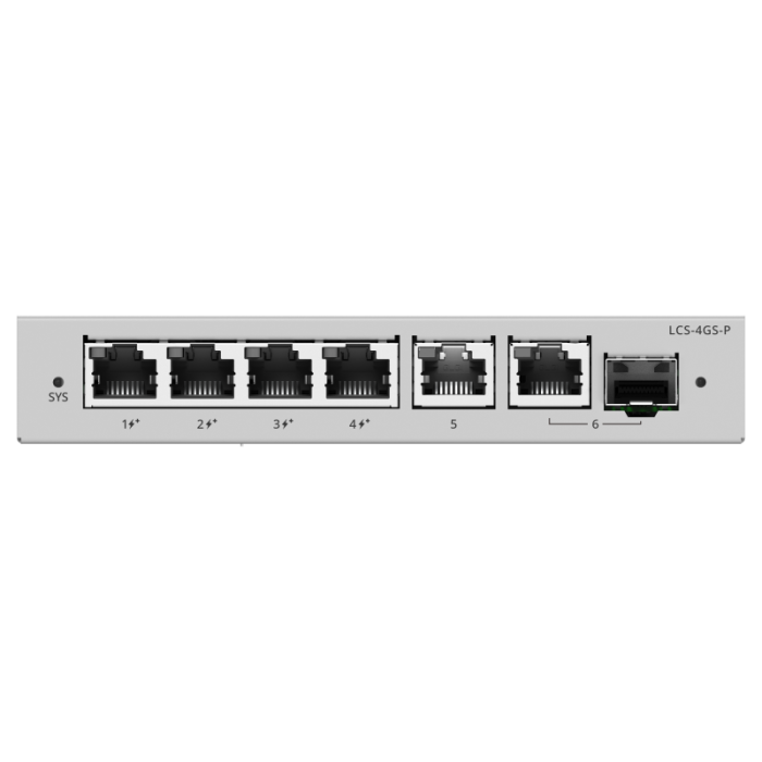LCS-4GS-P 4-Port Cloud Managed PoE Switch with 54 W PoE Budget Front-angle