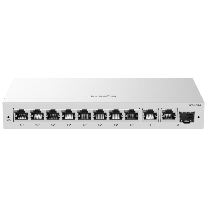 LCS-8GS-P 8-Port Cloud Managed PoE Switch with 120 W PoE Budget Front-angle