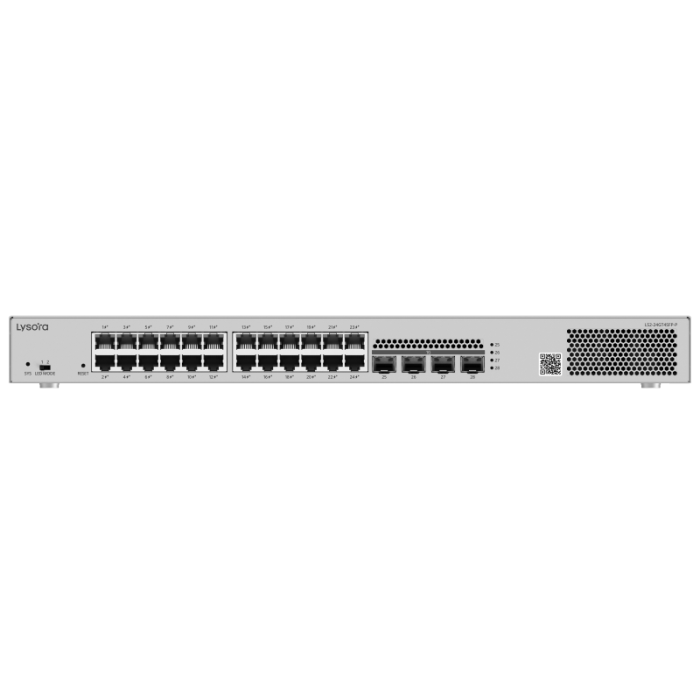 LS2-24GT4SFP-P 24-Port Layer 2 Managed PoE Switch with 370 W PoE Budget Front-angle
