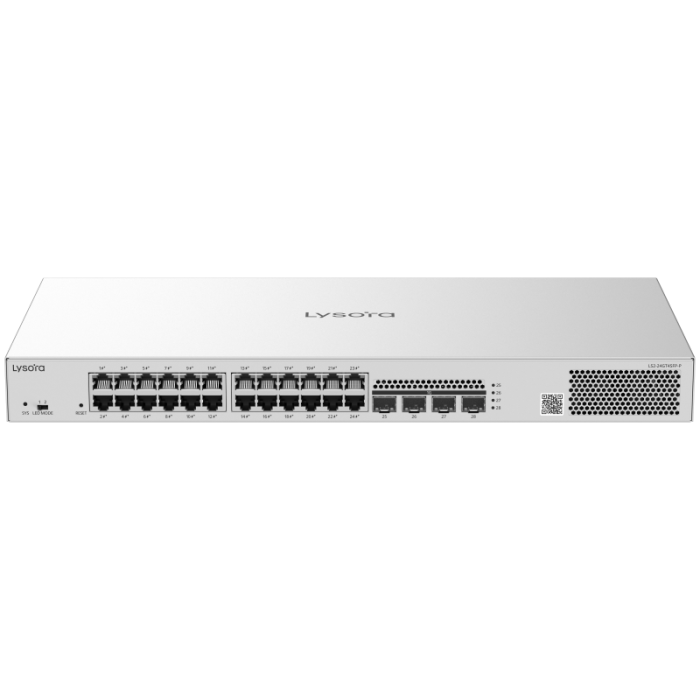 LS2-24GT4SFP-P 24-Port Layer 2 Managed PoE Switch with 370 W PoE Budget Front-angle