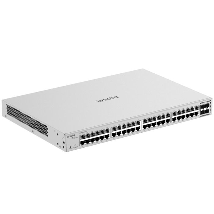 LS2-48GT4SFP-P 48-Port Layer 2 Managed PoE Switch with 370 W PoE Budget Angle2