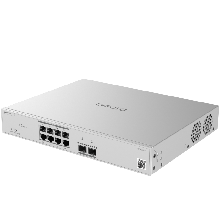 LS2P-8MG2XS-P-Angle1.png LS2P-8MG2XS-P 8-Port Layer 2 Managed PoE Switch with 125 W PoE Budget Angle1