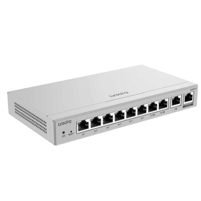 LR300G-P 10-Port Cloud Managed Router with 110 W PoE Budget Angle2