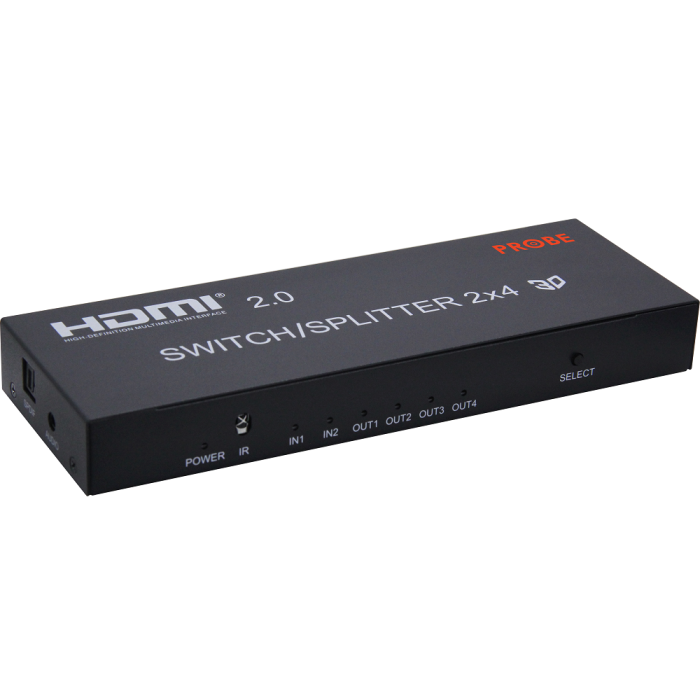 P-HDMI-SW2x4.png P-HDMI SW2x4 2 x 4 HDMI 2.0 switch splitter with long distance transmission