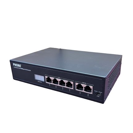 POE-SW4P-2G-65 6-port PoE switch with 4 PoE RJ45 ports and 2 uplink ports