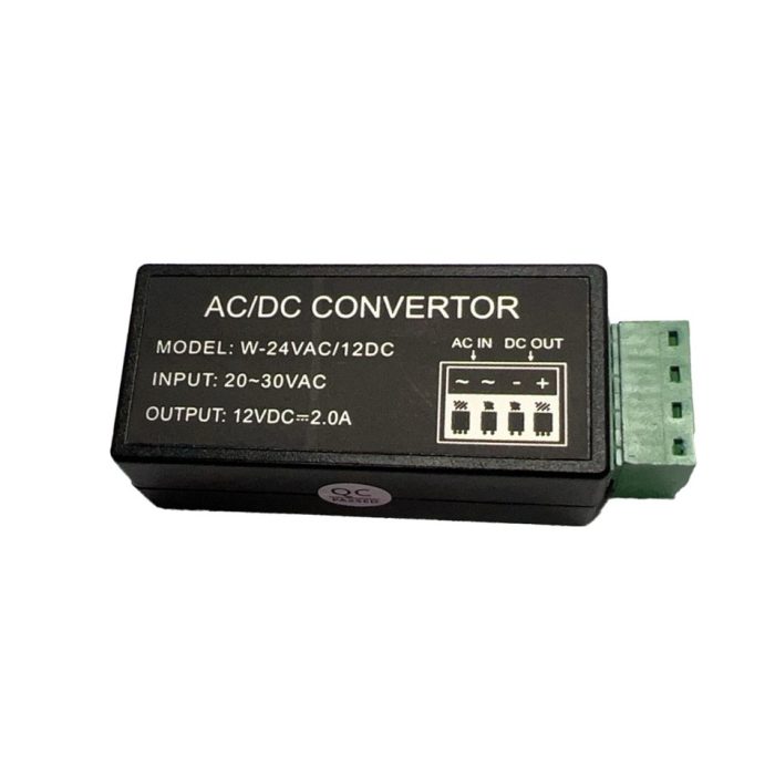 W-24VAC-12DC.jpg W-24VAC/12DC 24V AC to 12V DC Regulated Power Converter for CCTV Cameras